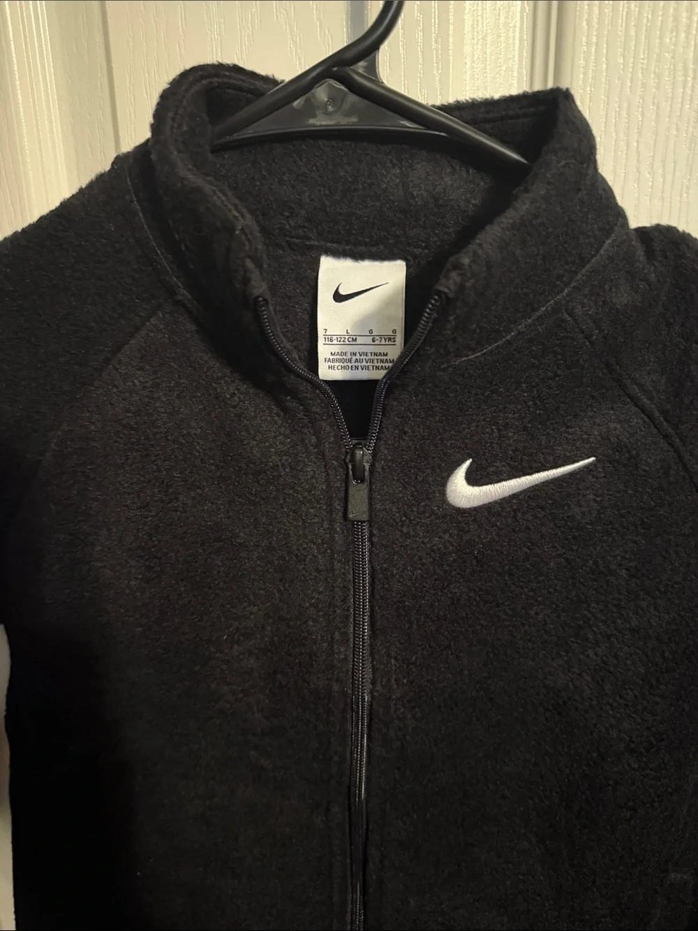 Nike Black Kids' boys Fleece Full-Zip Jacket with White Swoosh